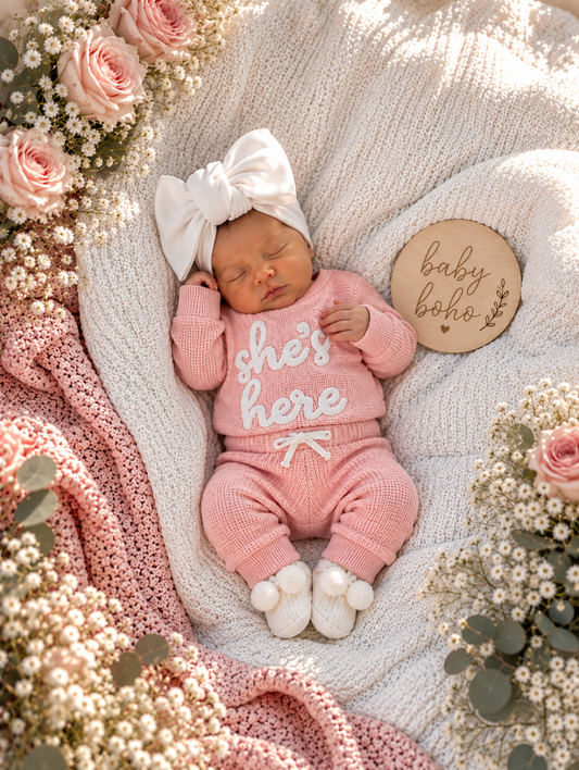 She’s Here Embroidered Romper