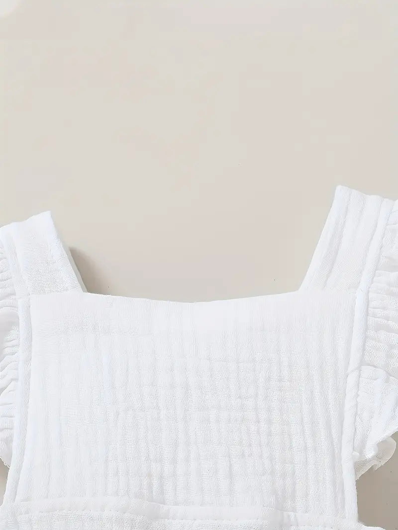 CLEARANCE- Amelia white cotton ruffle Romper