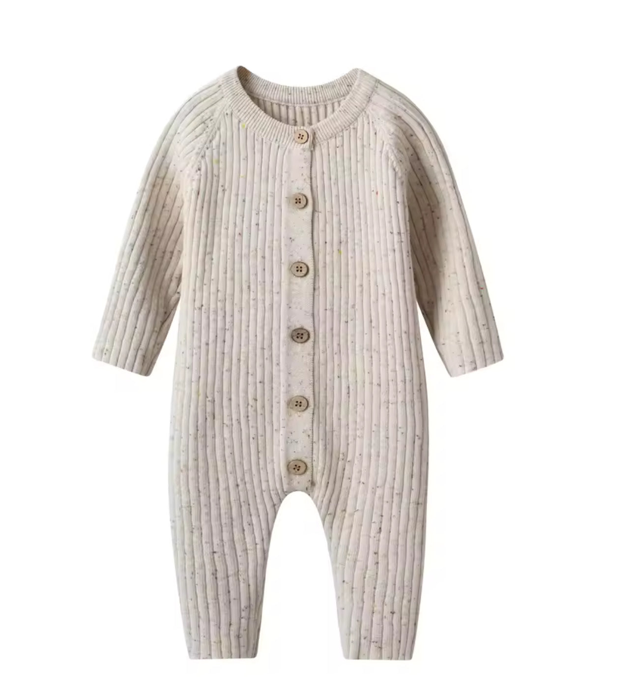 CLEARANCE-  Cotton ribbed Romper - long sleeve