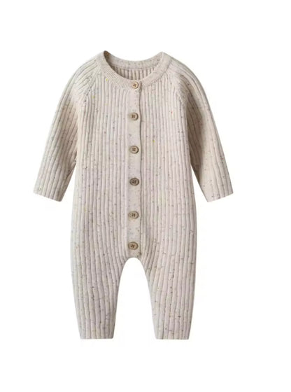 CLEARANCE-  Cotton ribbed Romper - long sleeve