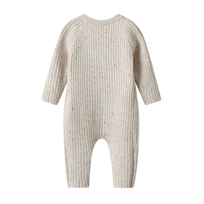 CLEARANCE-  Cotton ribbed Romper - long sleeve
