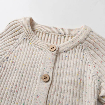 CLEARANCE-  Cotton ribbed Romper - long sleeve