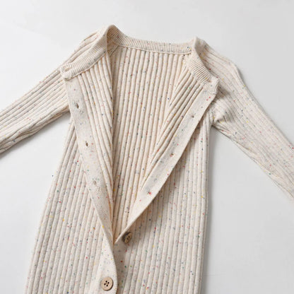 CLEARANCE-  Cotton ribbed Romper - long sleeve