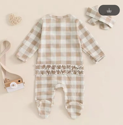 CLEARANCE - Cotton Gingham Romper set