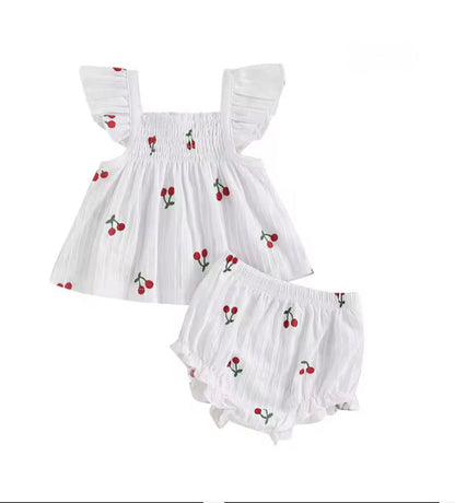 🌸🌸 BABY GIRLS CLOTHING - Special Price- Henley cherry Set