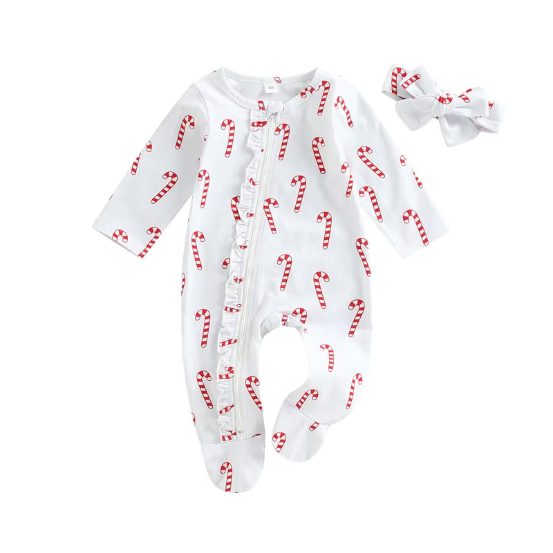 CLEARANCE - Candy cane Romper Set