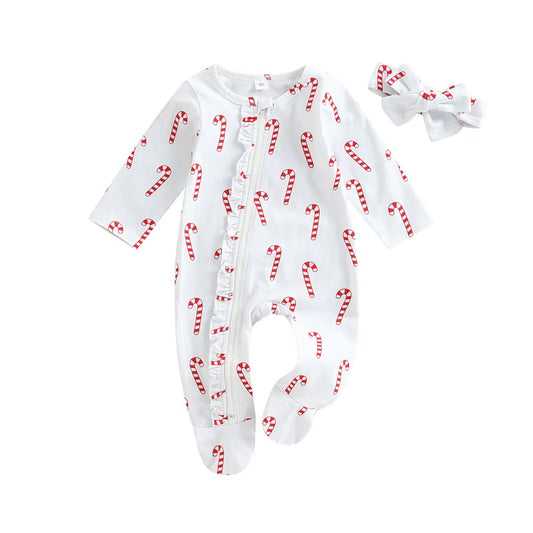 CLEARANCE - Candy cane Romper Set