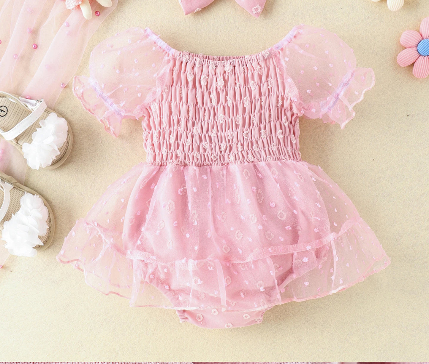 CLEARANCE - Jasmine Tulle Swiss dot tutu Romper