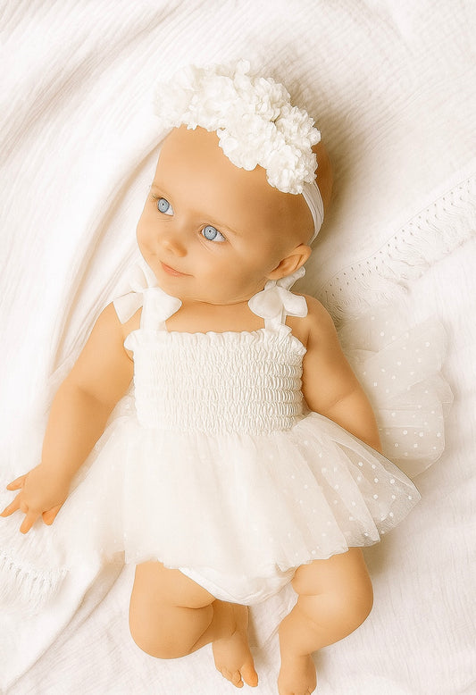 CLEARANCE - Tulle Swiss dot tutu Romper