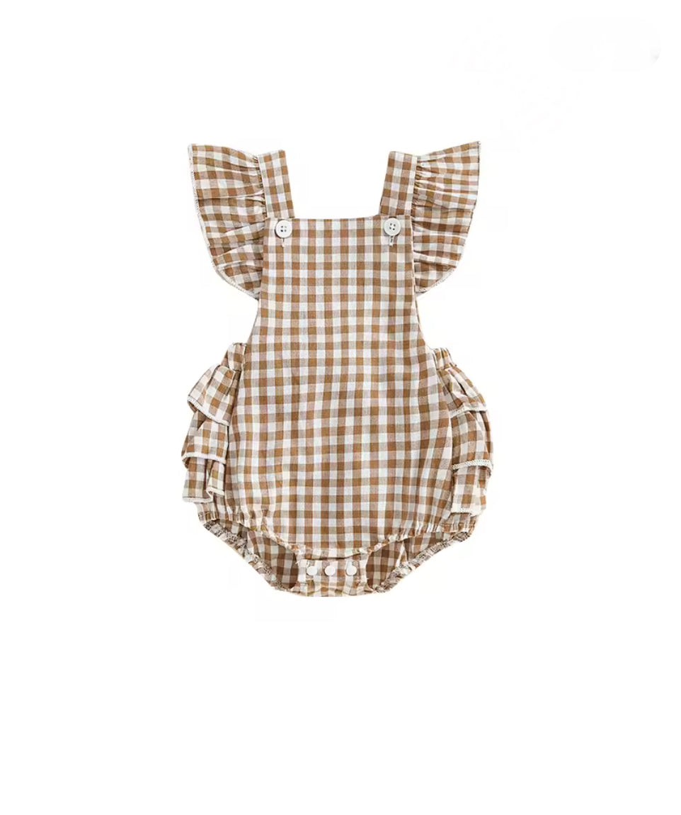 CLEARANCE - Claire gingham cotton Romper