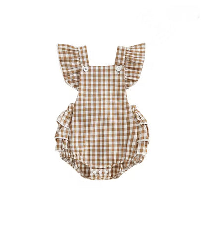 CLEARANCE - Claire gingham cotton Romper