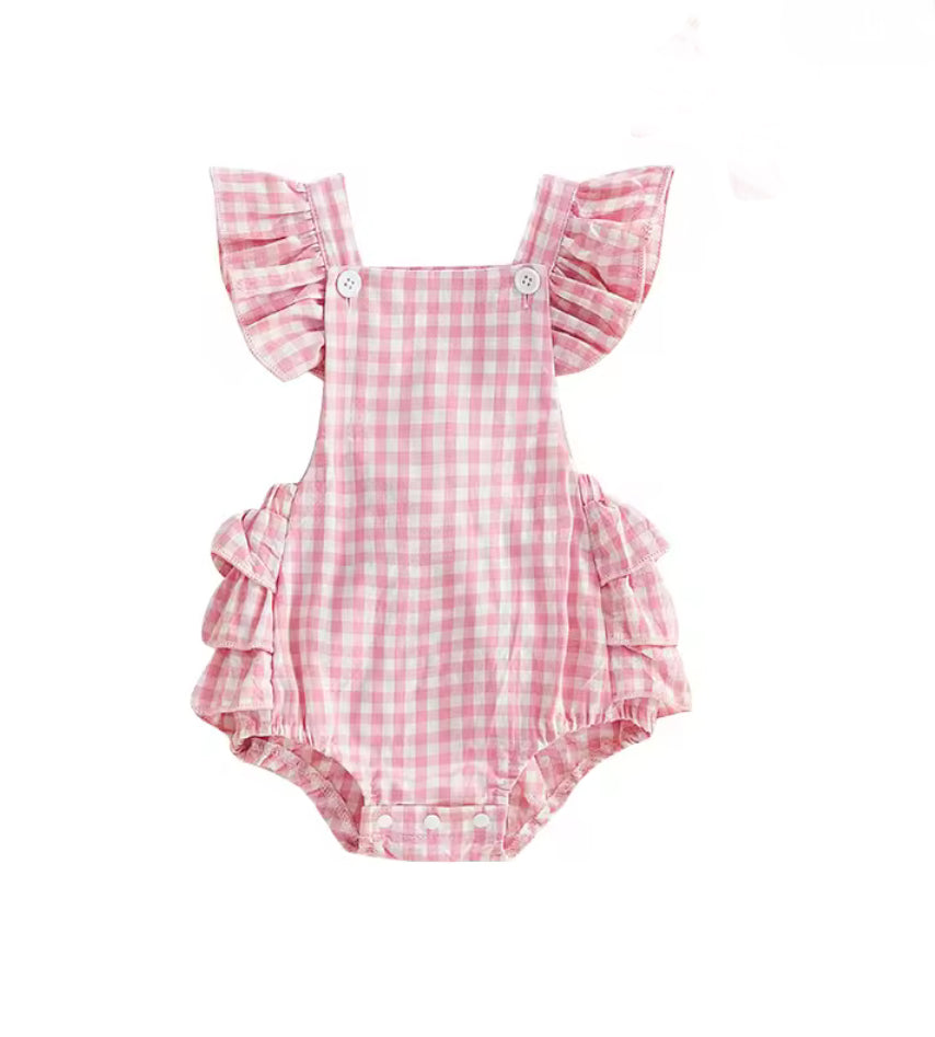 CLEARANCE - Claire gingham cotton Romper