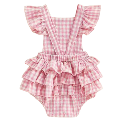 CLEARANCE - Claire gingham cotton Romper