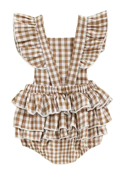 CLEARANCE - Claire gingham cotton Romper