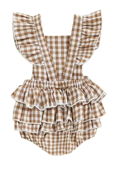 CLEARANCE - Claire gingham cotton Romper