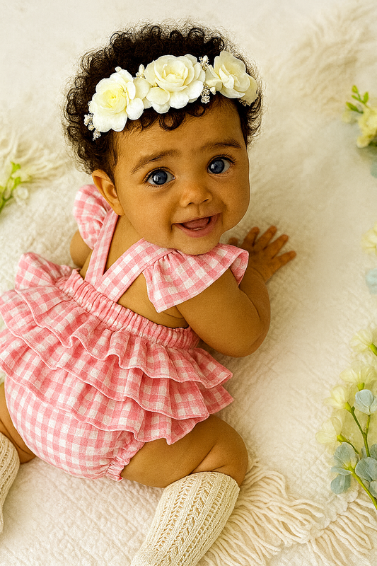 CLEARANCE - Claire gingham cotton Romper