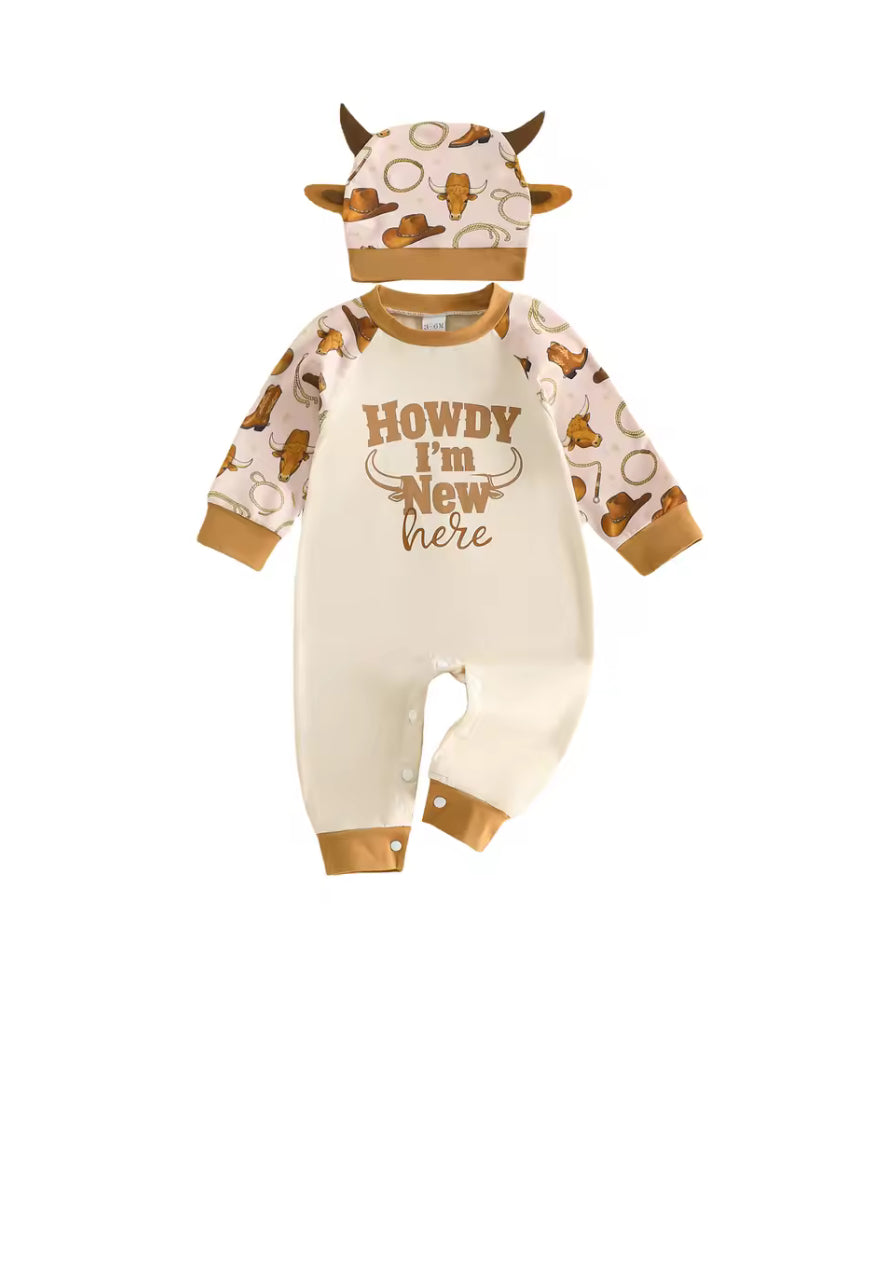 Howdy Im new here , Romper hat cotton Set