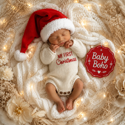 My first Christmas cotton knit Romper