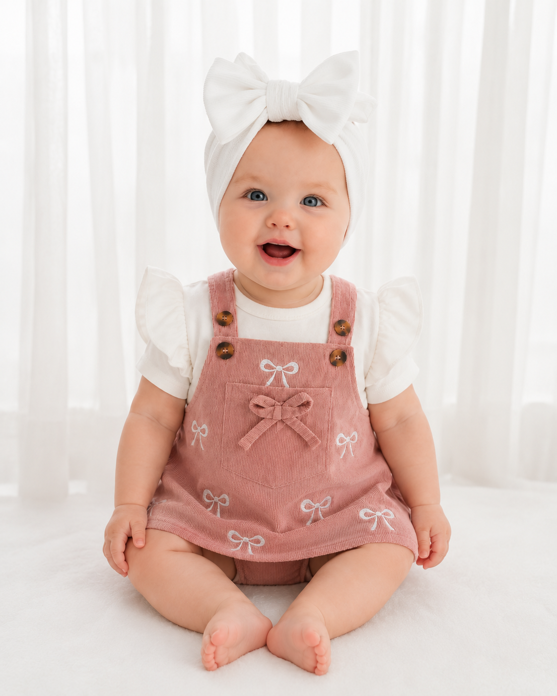 Bow pinafore Set - 2 pce