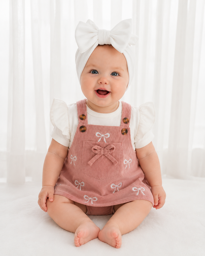 Bow pinafore Set - 2 pce