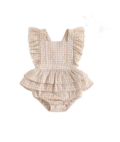 CLEARANCE-  Nonnie Check ruffle Romper