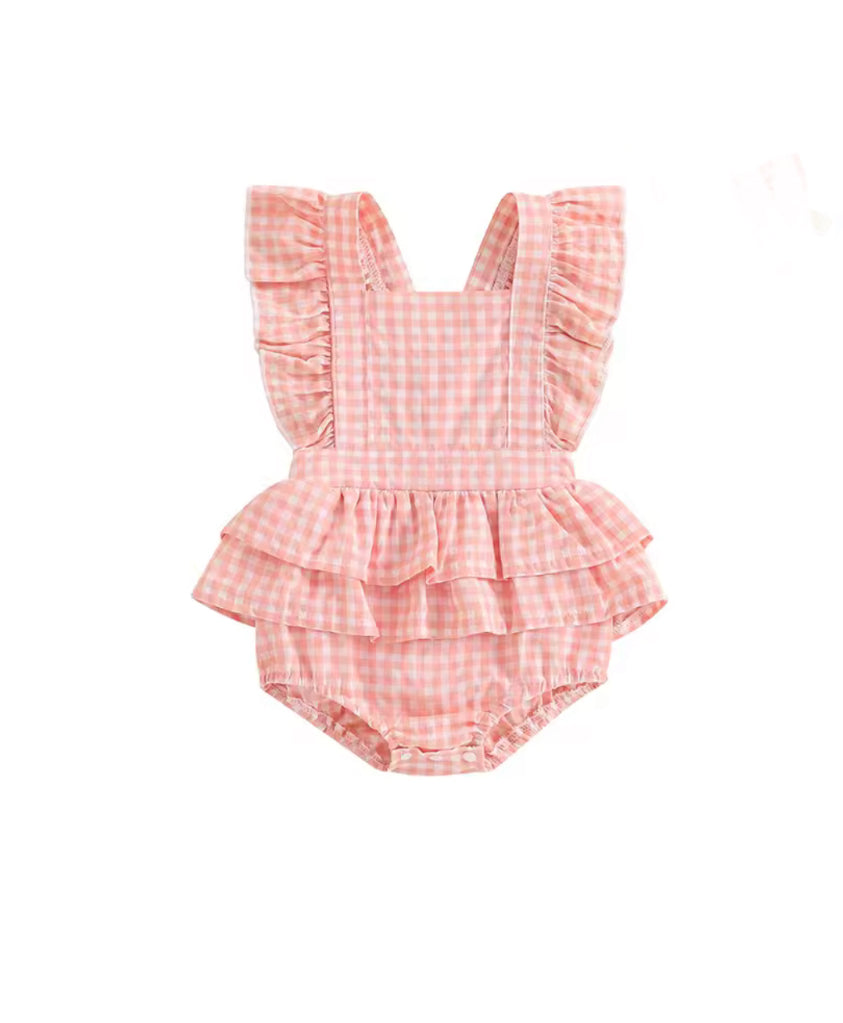 CLEARANCE-  Nonnie Check ruffle Romper