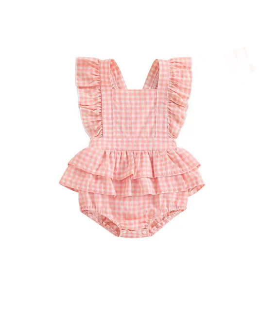 CLEARANCE-  Nonnie Check ruffle Romper