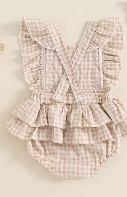 CLEARANCE-  Nonnie Check ruffle Romper