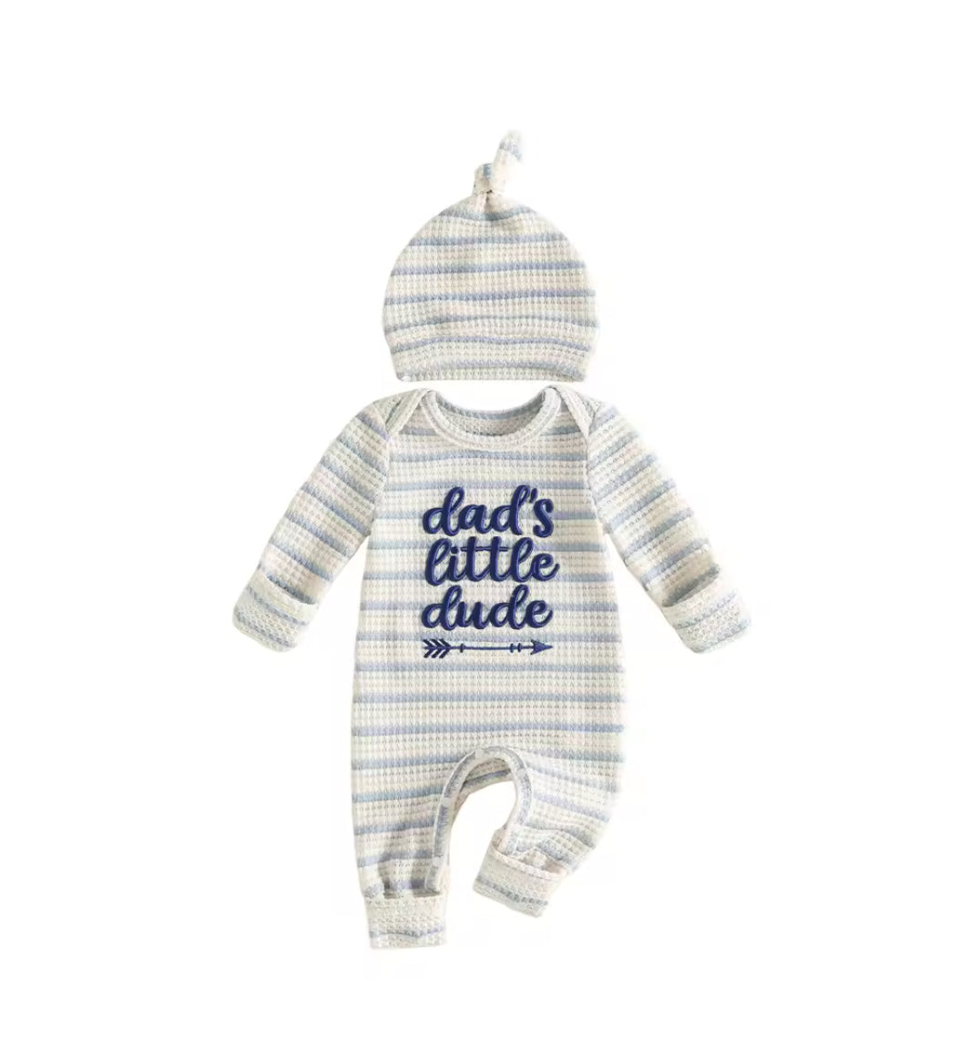 Dads little dude - embroidered Romper Set - special price