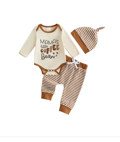 Mamas little coffee Bean 3 pce cotton set