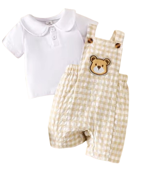 Teddybear gingham 2pce Set- special price