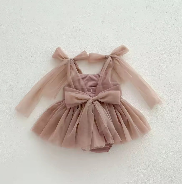 Charnie-Lee tulle Romper— special price - white or dark dusty rose