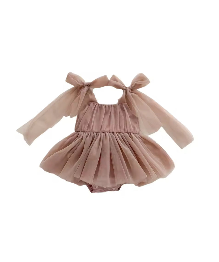 Charnie-Lee tulle Romper— special price - white or dark dusty rose
