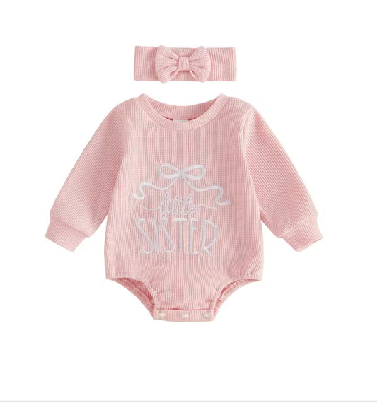 Bow little sister romper set - special price