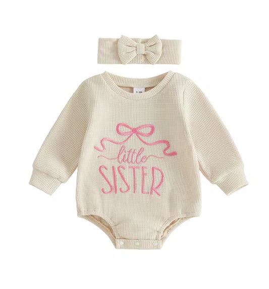 Bow little sister romper set - special price