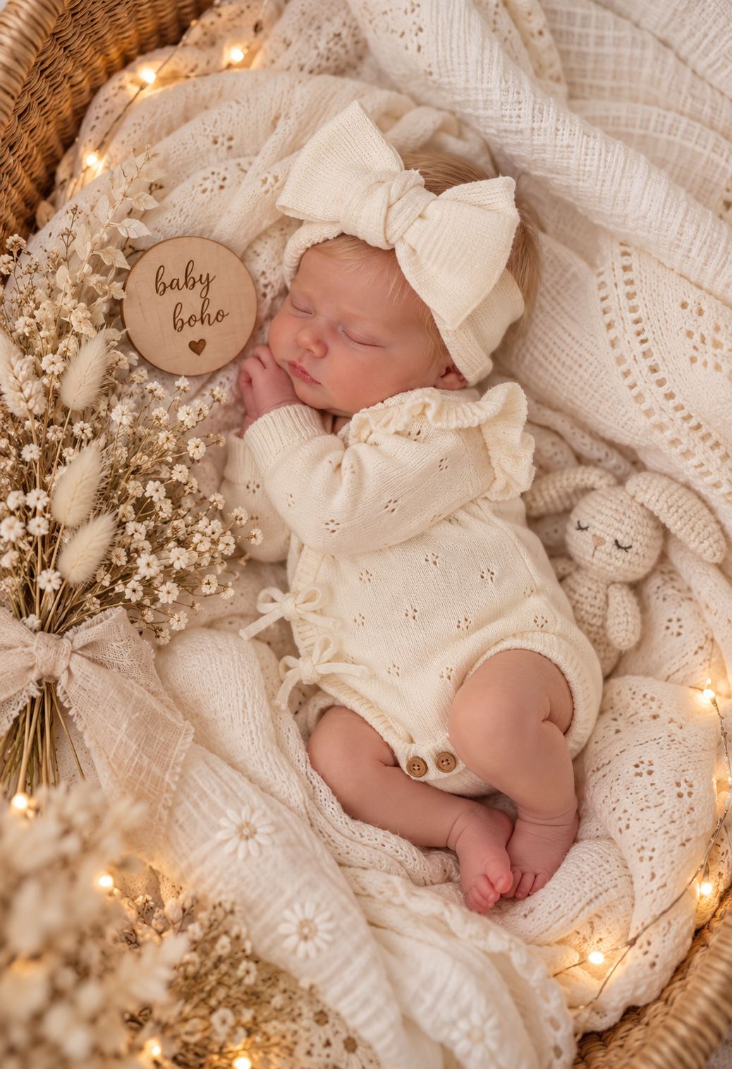 Ivory pointelle eyelet knit cotton Romper