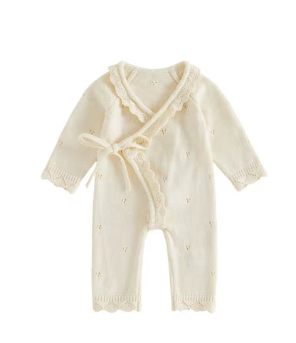 Mia cotton knit eyelet kimono style Romper