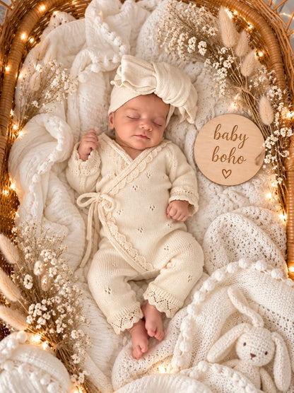 Mia cotton knit eyelet kimono style Romper