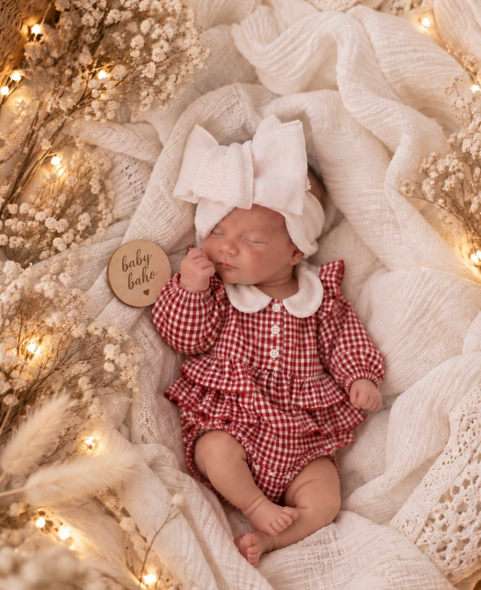 Ruby collar checked cotton Romper