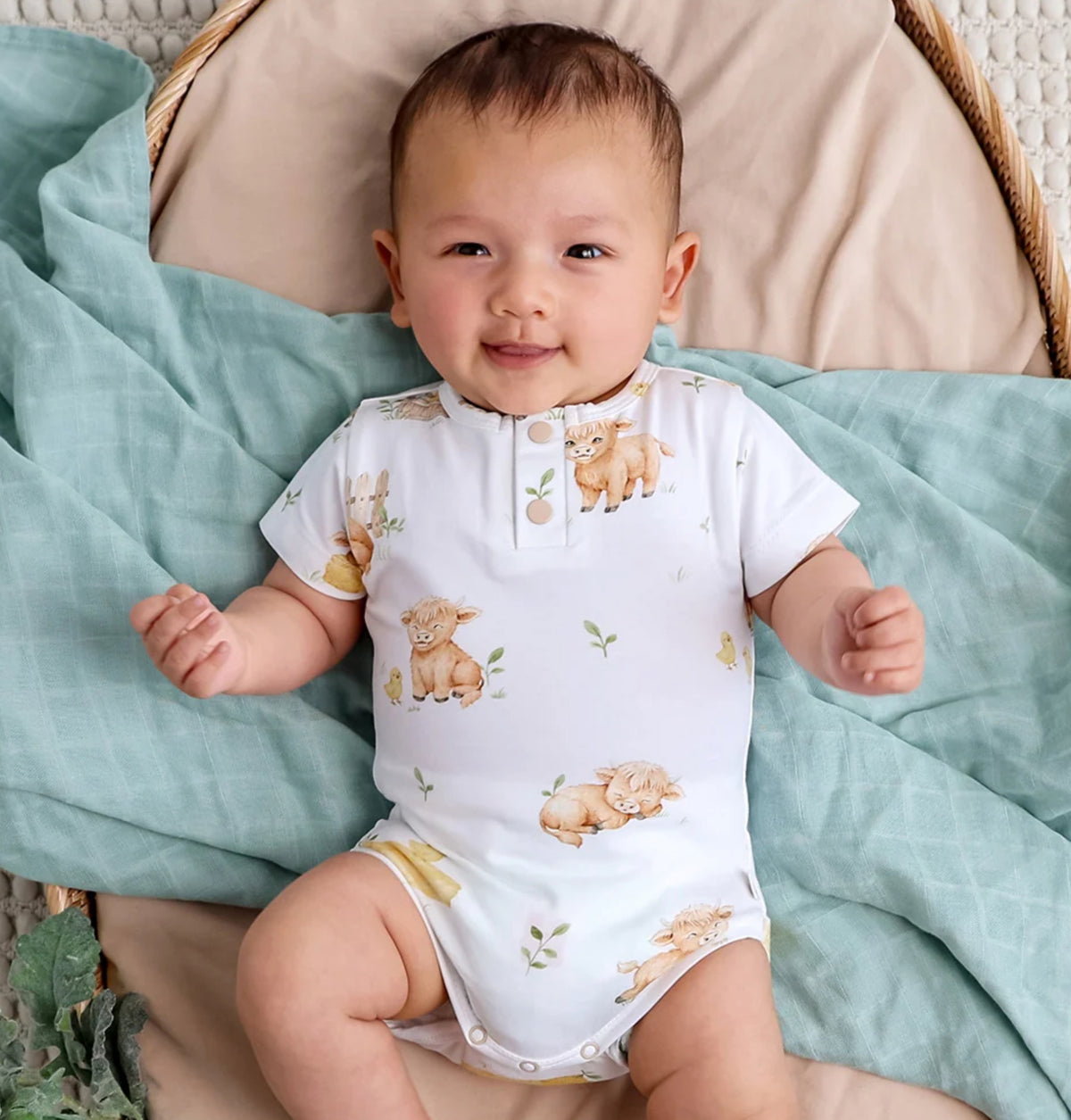 Highland Cows Short Sleeve Organic Bodysuit