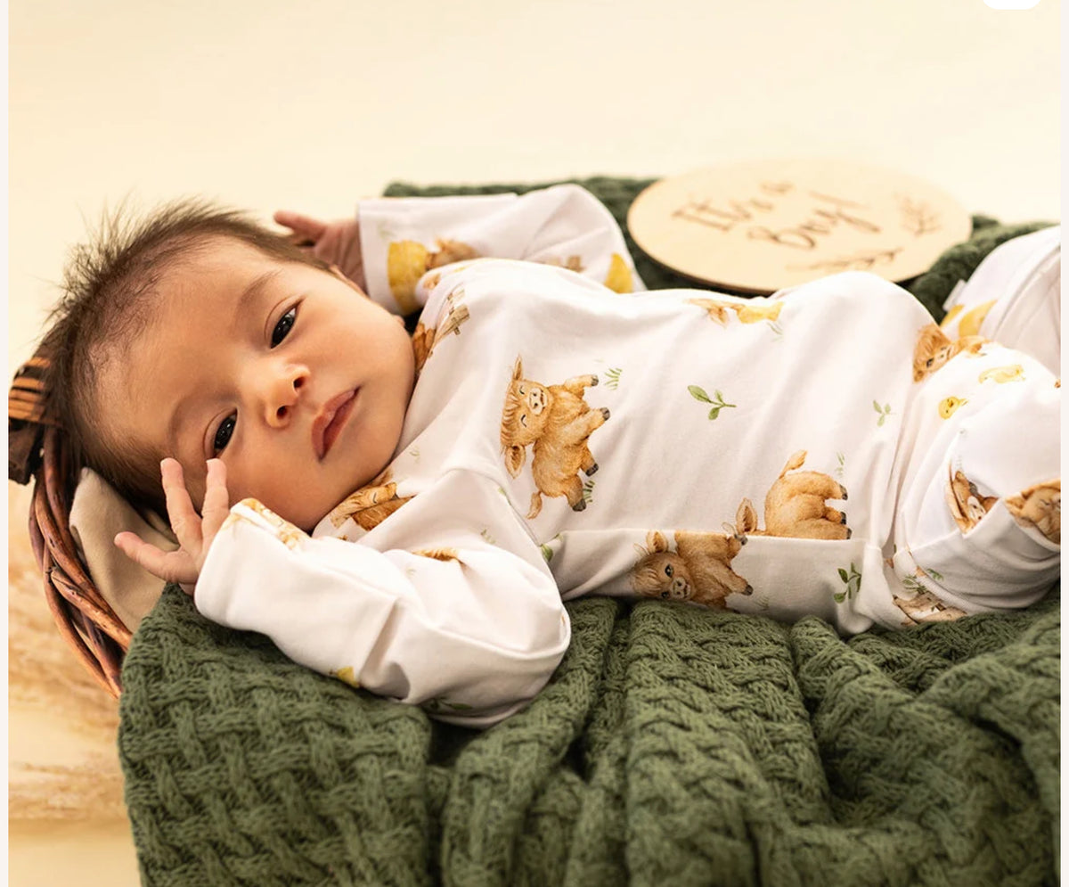 Highland Cows Organic Snugglesuit Convertible Romper