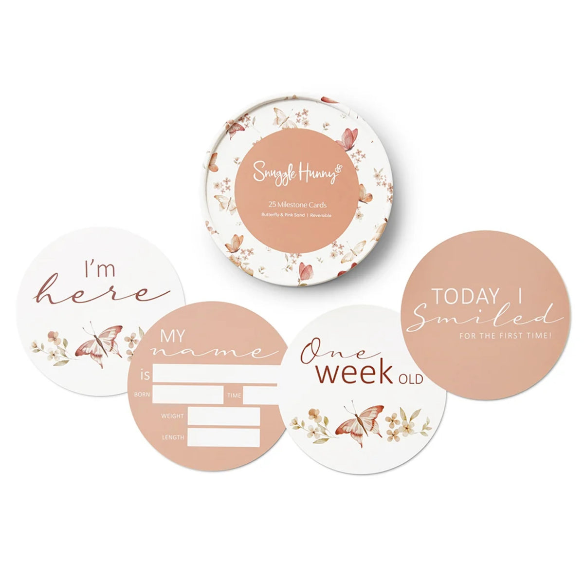 Butterfly & Pink Sand Reversible Milestone Cards