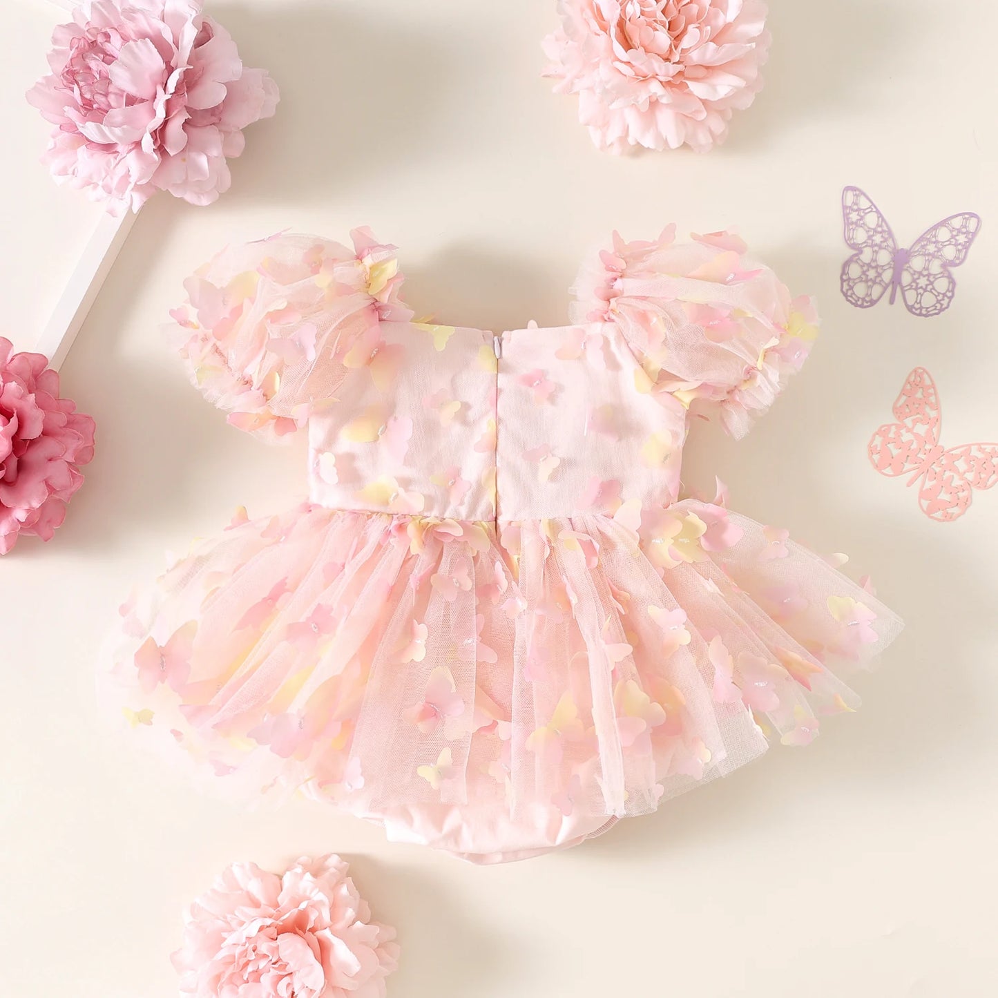 🌺🌺 Special Price- Butterfly Safari - tulle Romper- Pink/lemon