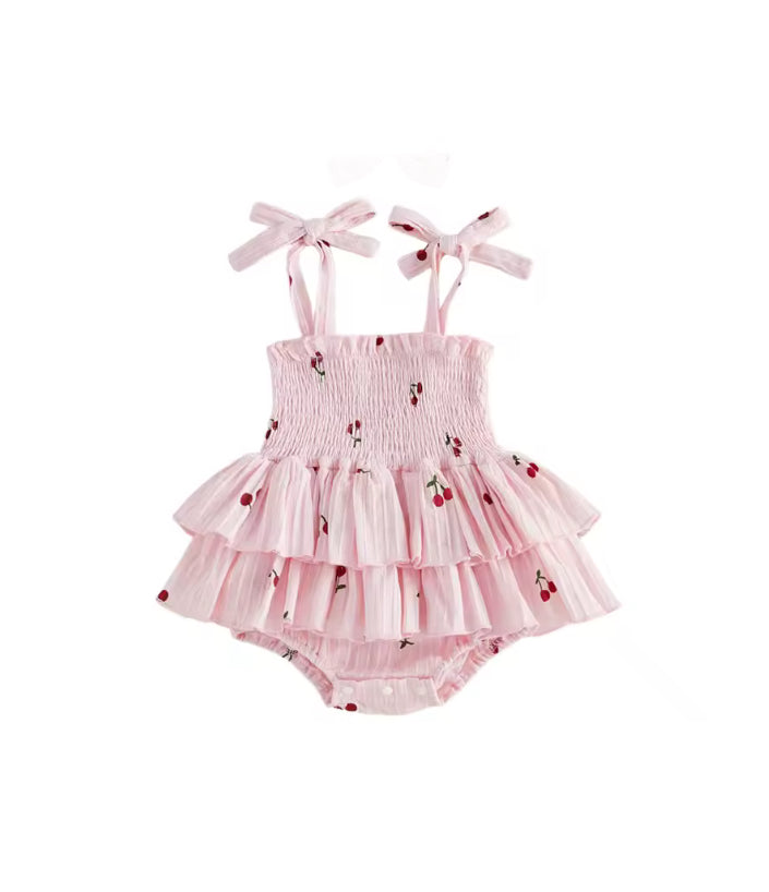 Cherry Pie cotton Romper - Pink