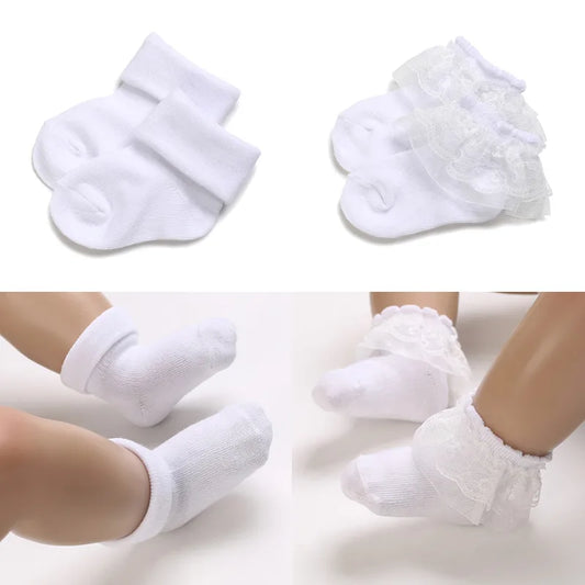 CLEARANCE - 4 pair Baby Socks 0-6mths - 2 styles