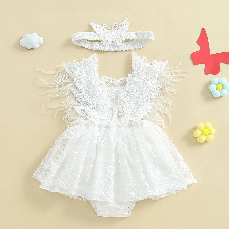 🌺🌺 - Special price- Butterfly embroidered Lace Romper
