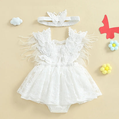 🌺🌺 - Special price- Butterfly embroidered Lace Romper