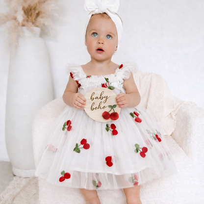 Special Price- Embroidered Cherry tulle Dress