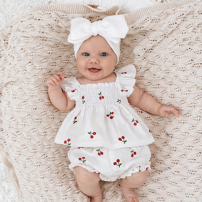 🌸🌸 BABY GIRLS CLOTHING - Special Price- Henley cherry Set