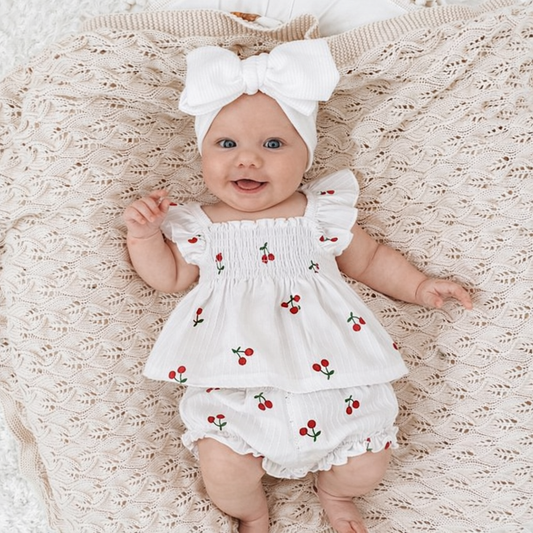 🌸🌸 BABY GIRLS CLOTHING - Special Price- Henley cherry Set